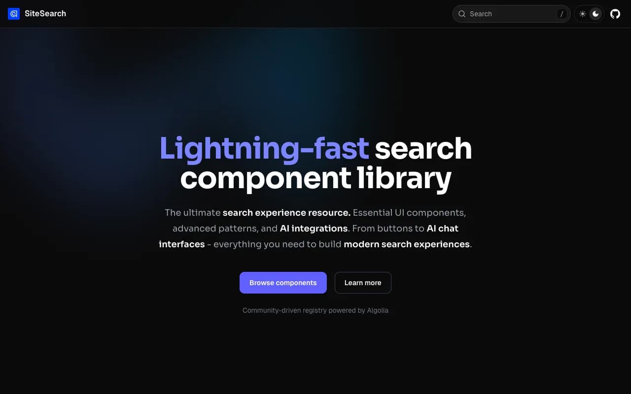 Algolia SiteSearch preview
