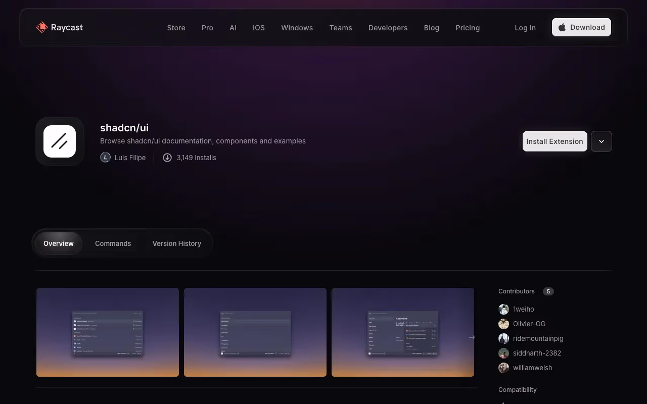 raycast-shadcn preview
