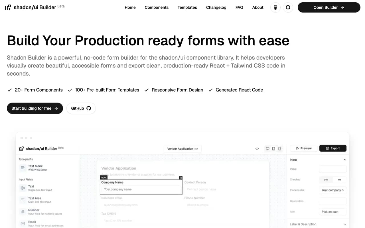 shadcn-builder - Screenshot preview