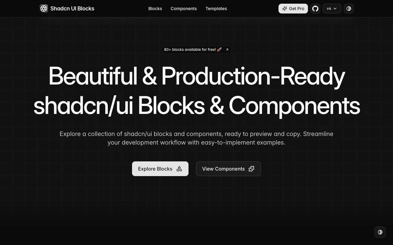 Shadcn UI Blocks preview