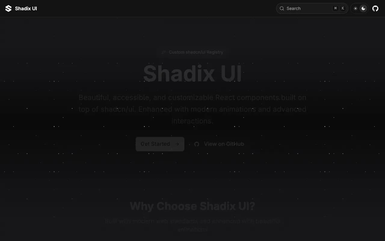 Shadix UI - Screenshot preview