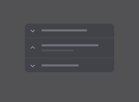 Accordion component preview (dark mode)