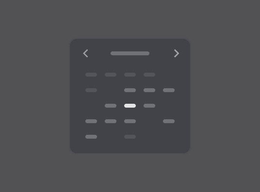 Calendar component preview (dark mode)