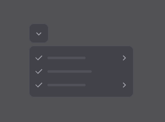 Dropdown component preview (dark mode)