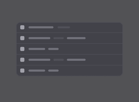 Tables component preview (dark mode)