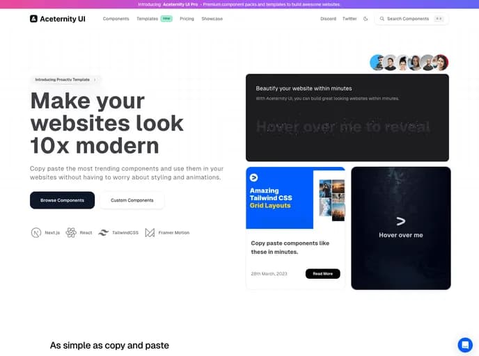 Aceternity UI Free template preview