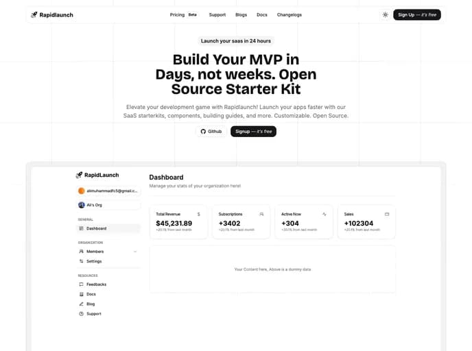 Alifarooq9 Launchmvpfast template preview