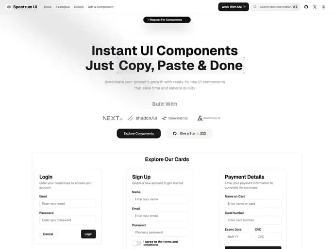Arihantcodes Spectrum UI template preview