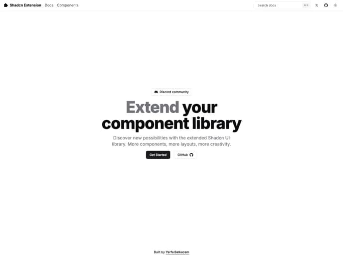 Belkacemyerfa Shadcn Extension template preview