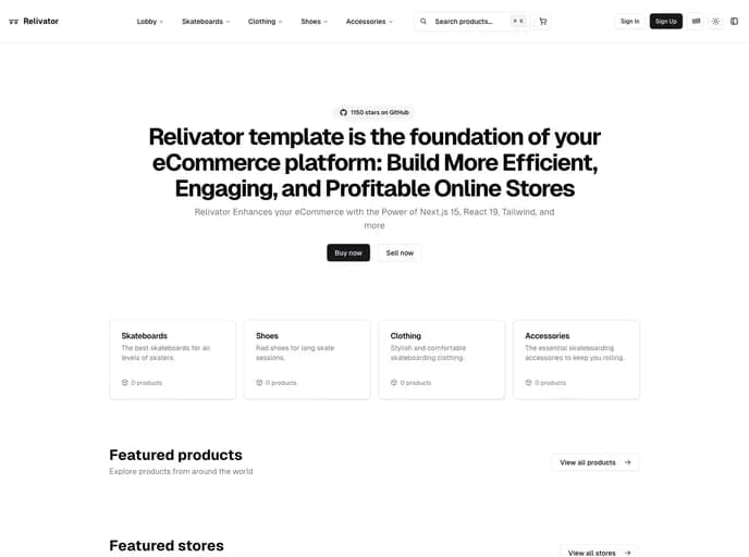 Blefnk Relivator Next.js Starter template preview