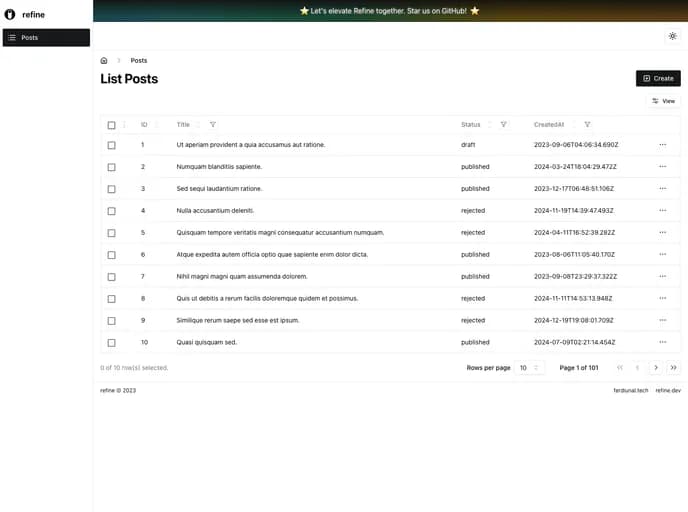 Ferdiunal Refinedev Shadcn UI template preview