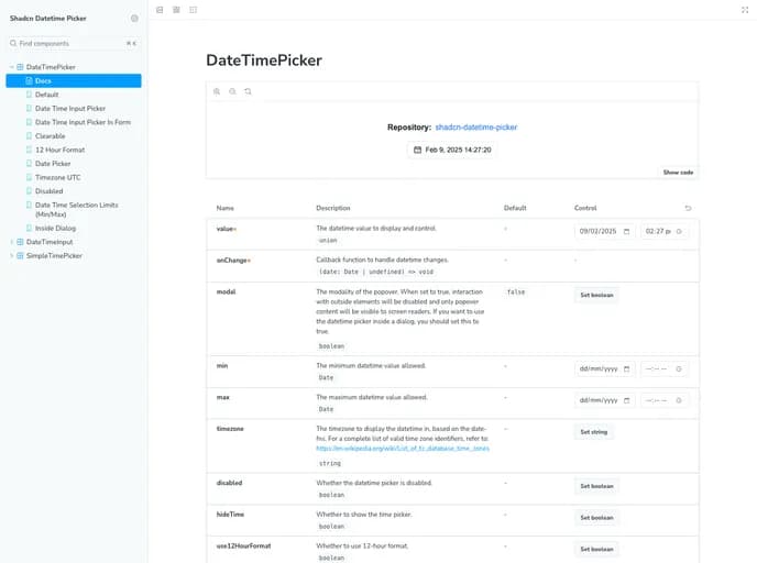 Huybuidac Shadcn Datetime Picker template preview