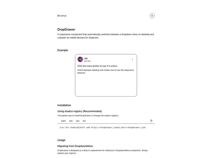 Jiaweing Dropdrawer template preview