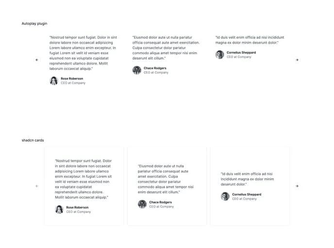 Johanguse Shadcn Carousel Testimonials template preview