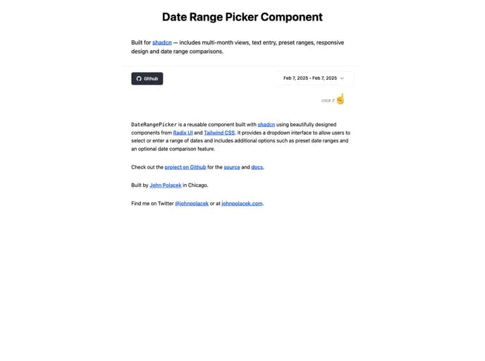 Johnpolacek Date Range Picker For Shadcn template preview