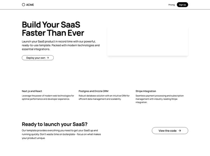 Leerob Next Saas Starter template preview