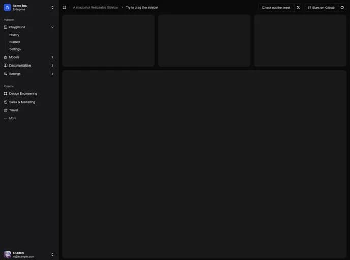 Lumpinif Shadcn Resize Sidebar template preview