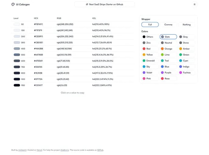 Mickasmt UI Colorgen template preview