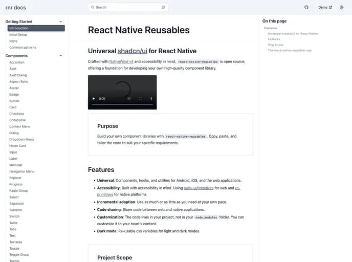 Mrzachnugent React Native Reusables template preview