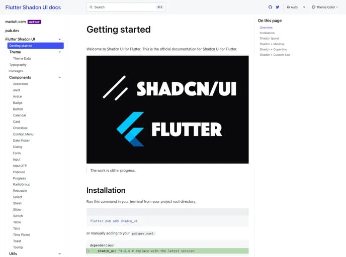 Nank1ro Flutter Shadcn UI template preview