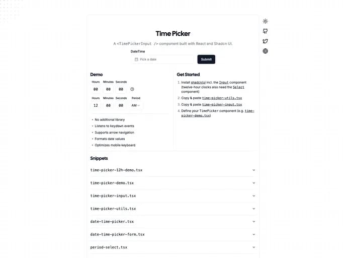 Openstatushq Time Picker template preview