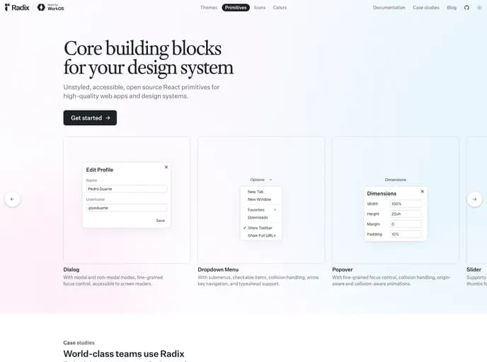 Radix UI Primitives template preview