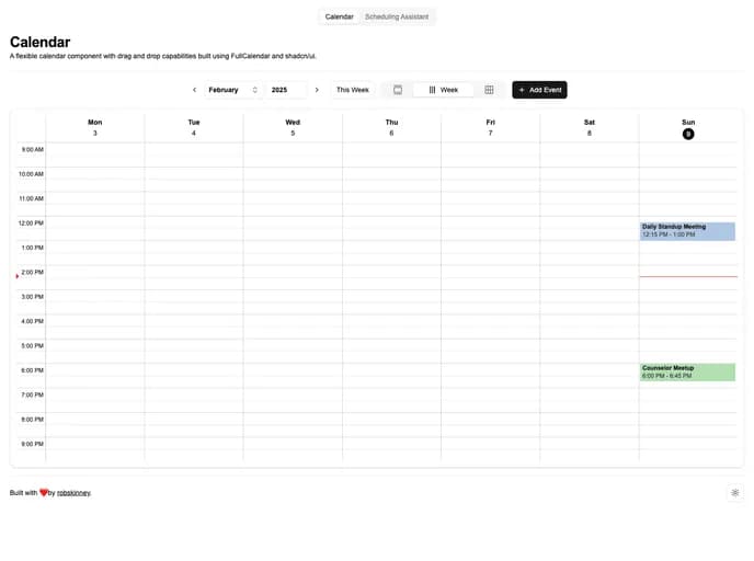 Robskinney Shadcn UI Fullcalendar Example template preview