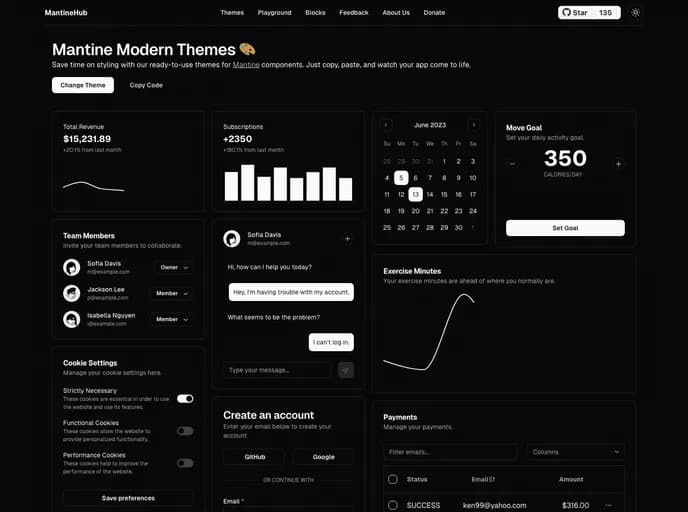 Rubixcube Innovations Mantine Theme Builder template preview