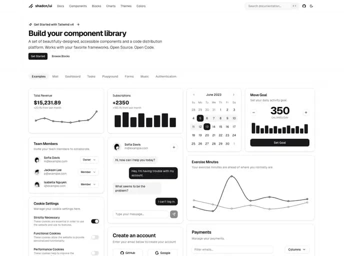 Shadcn UI template preview