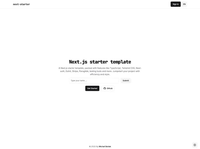 Skolaczk Next Starter template preview