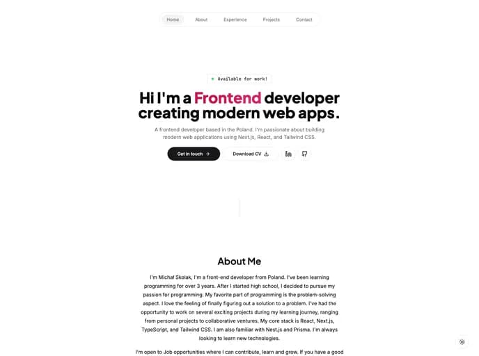 Skolaczk Portfolio template preview