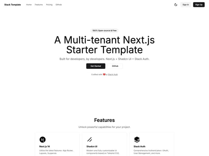 Stack Auth Multi Tenant Starter Template template preview