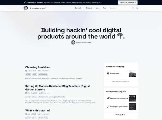 Thedevdavid Digital Garden template preview