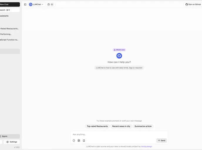 Trendy Design Llmchat template preview