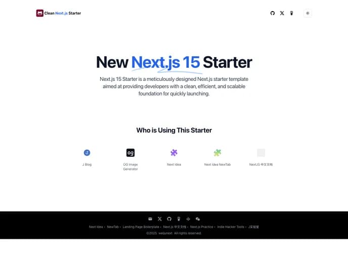 Weijunext Clean Next.js Starter template preview