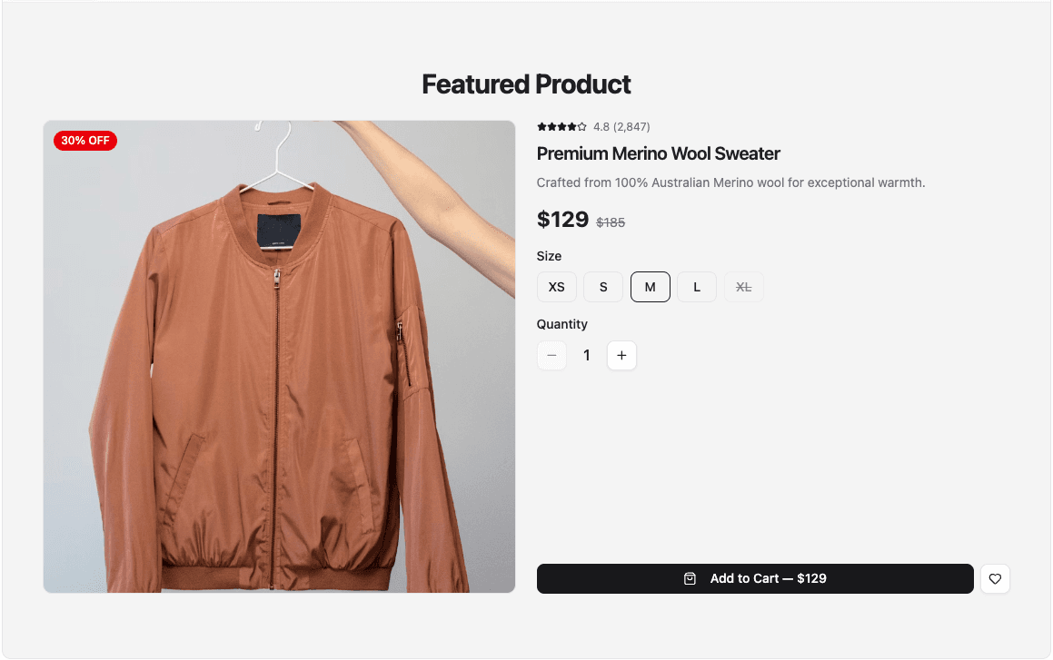 Storefront component preview