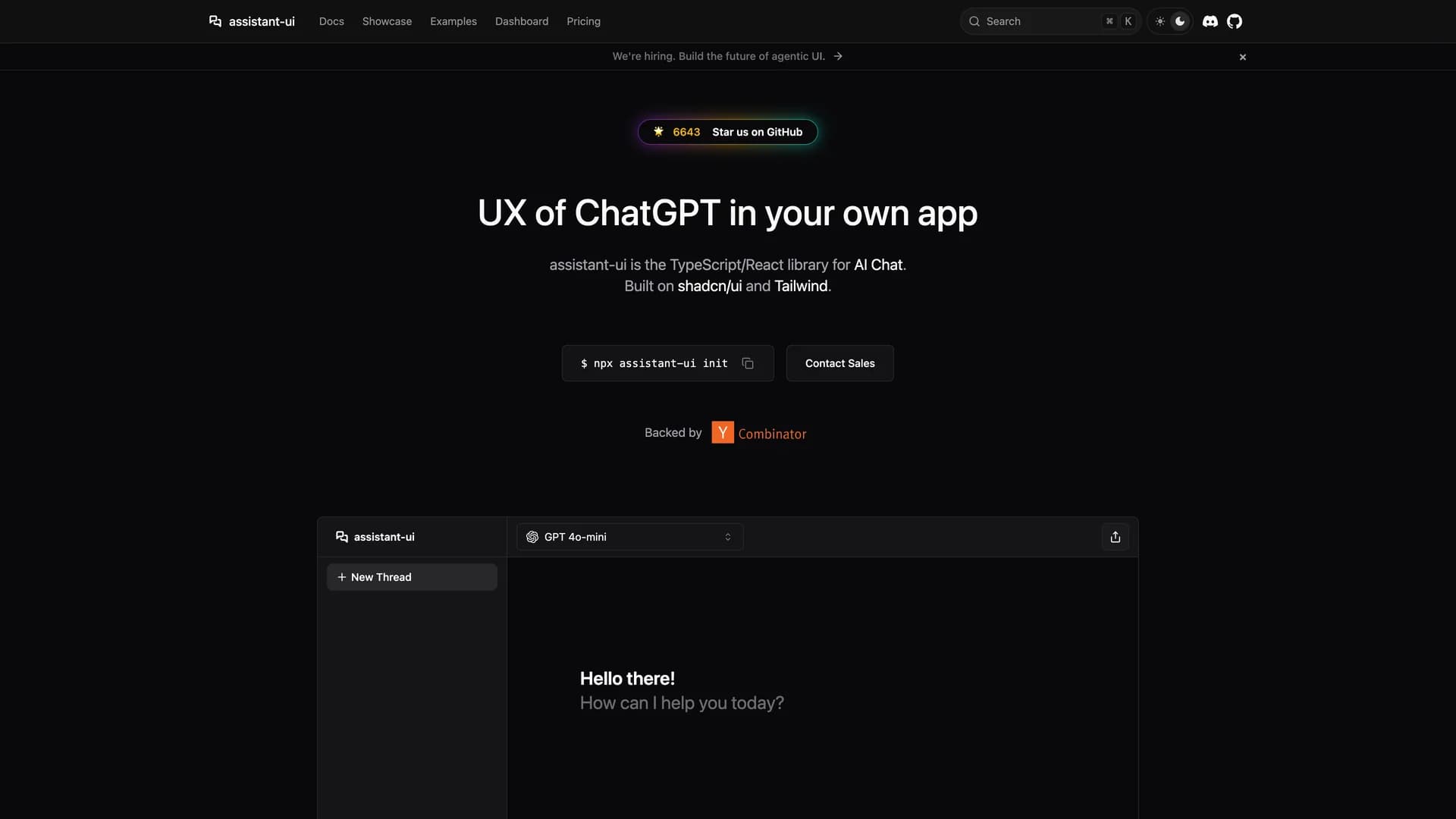 Assistant UI template preview