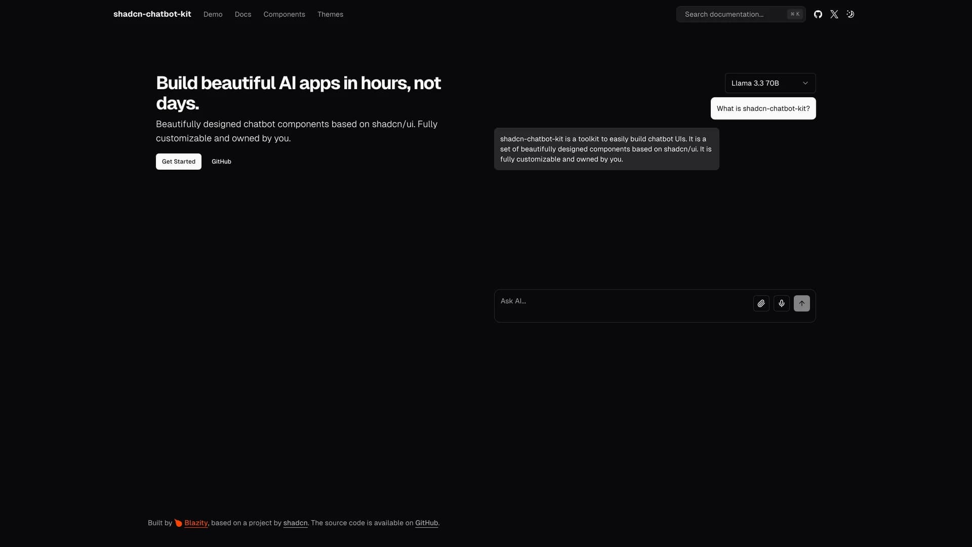 Shadcn Chatbot Kit template preview