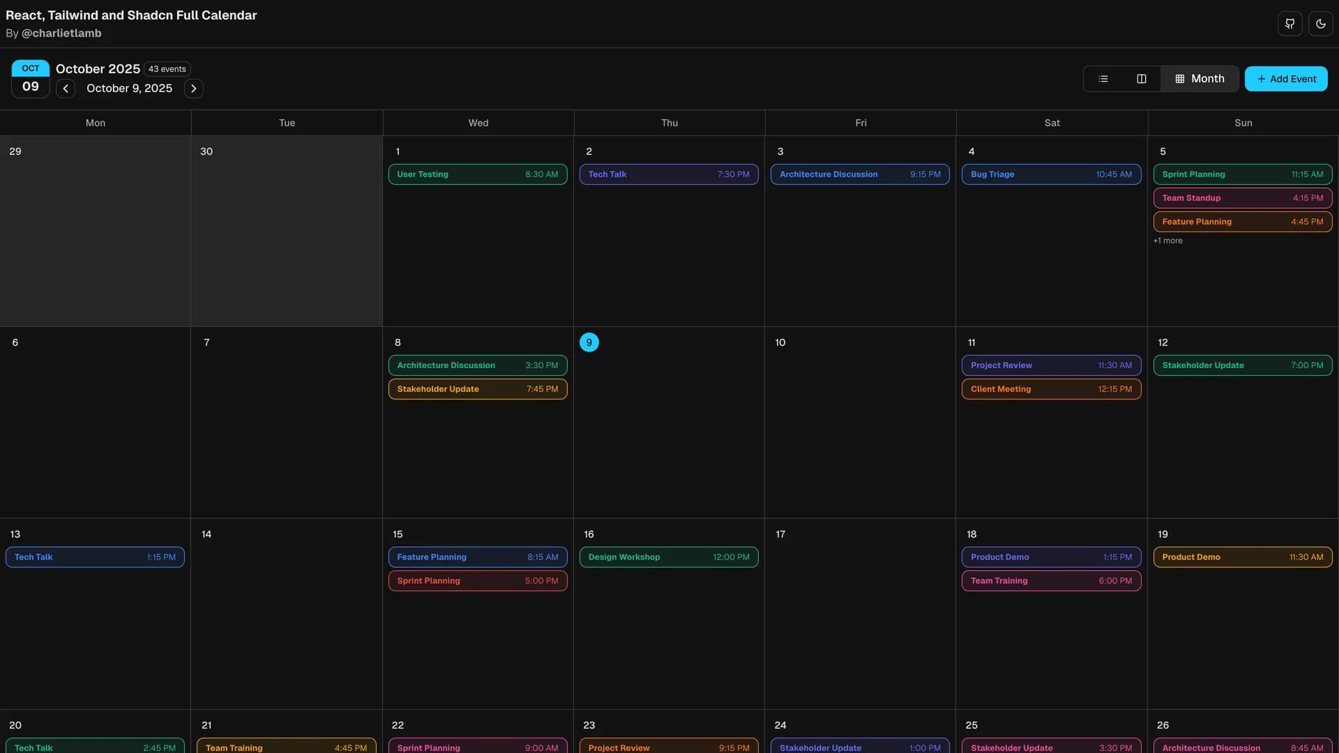 Calendar template preview