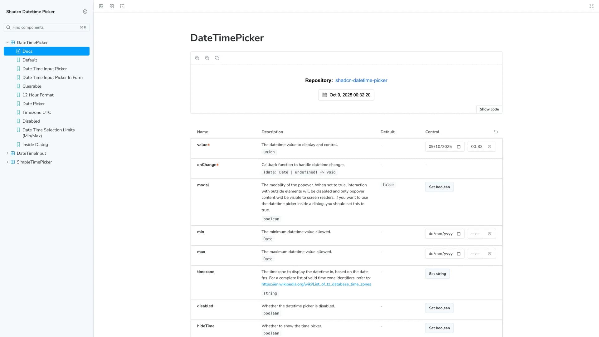 Shadcn Datetime Picker template preview