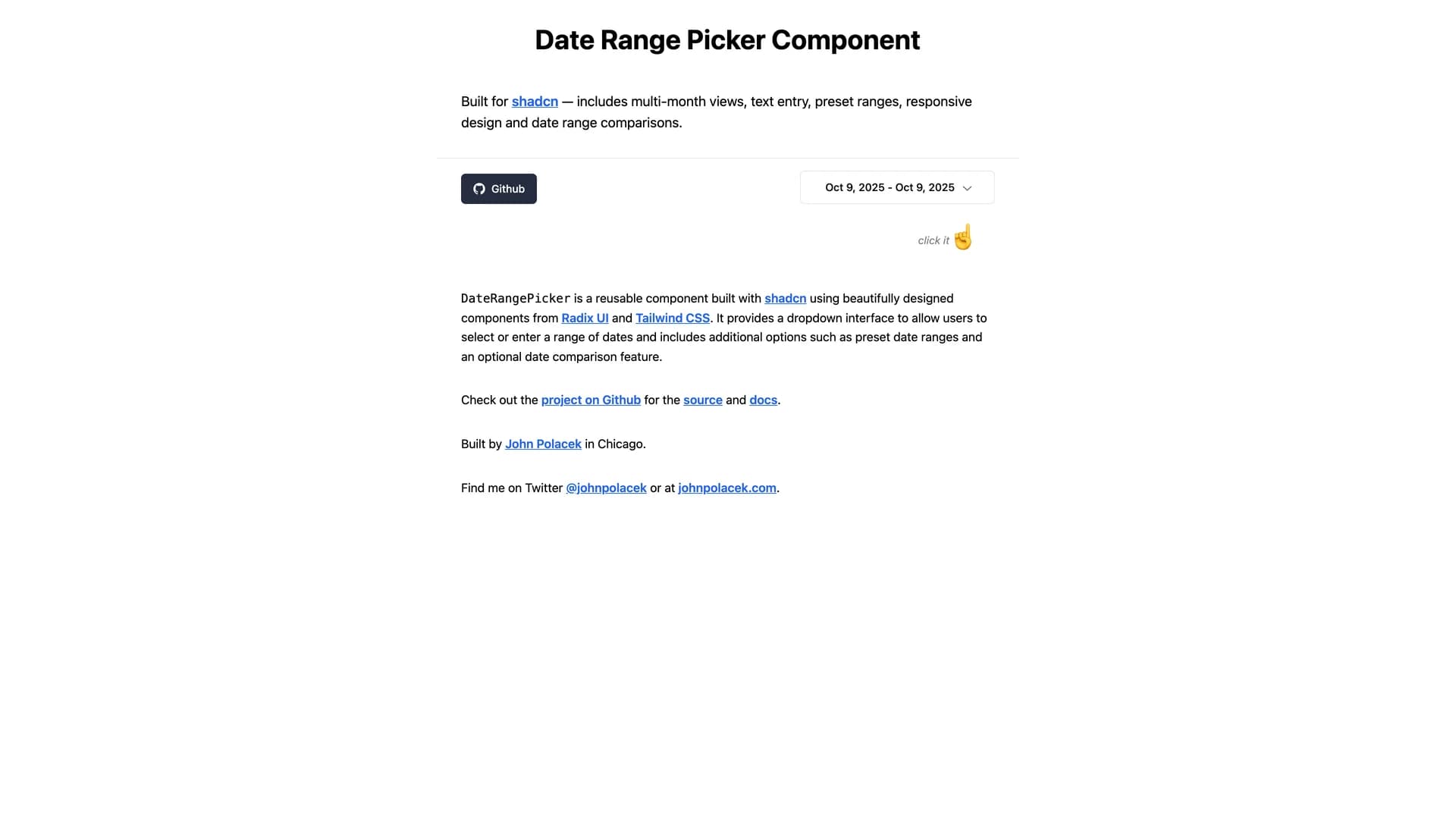 Date Range Picker template preview