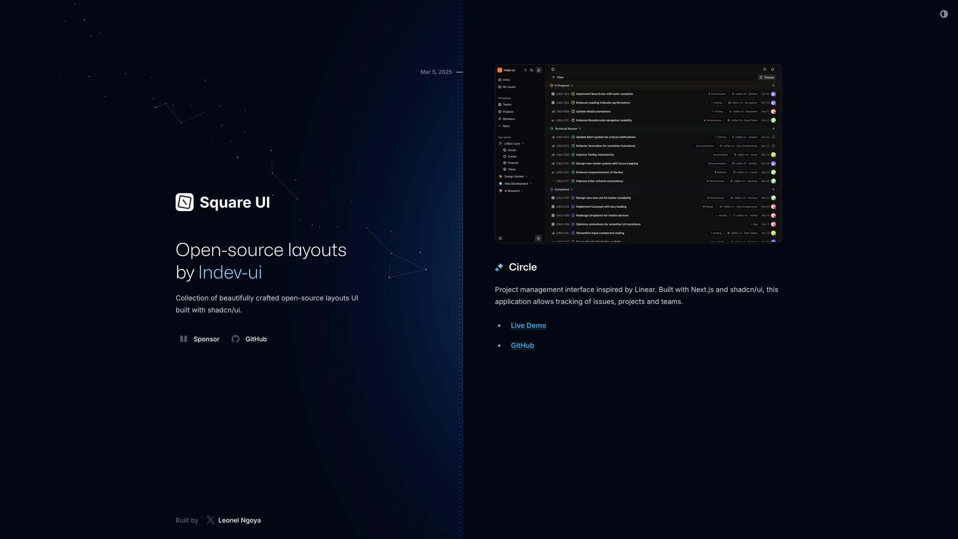 Square UI template preview