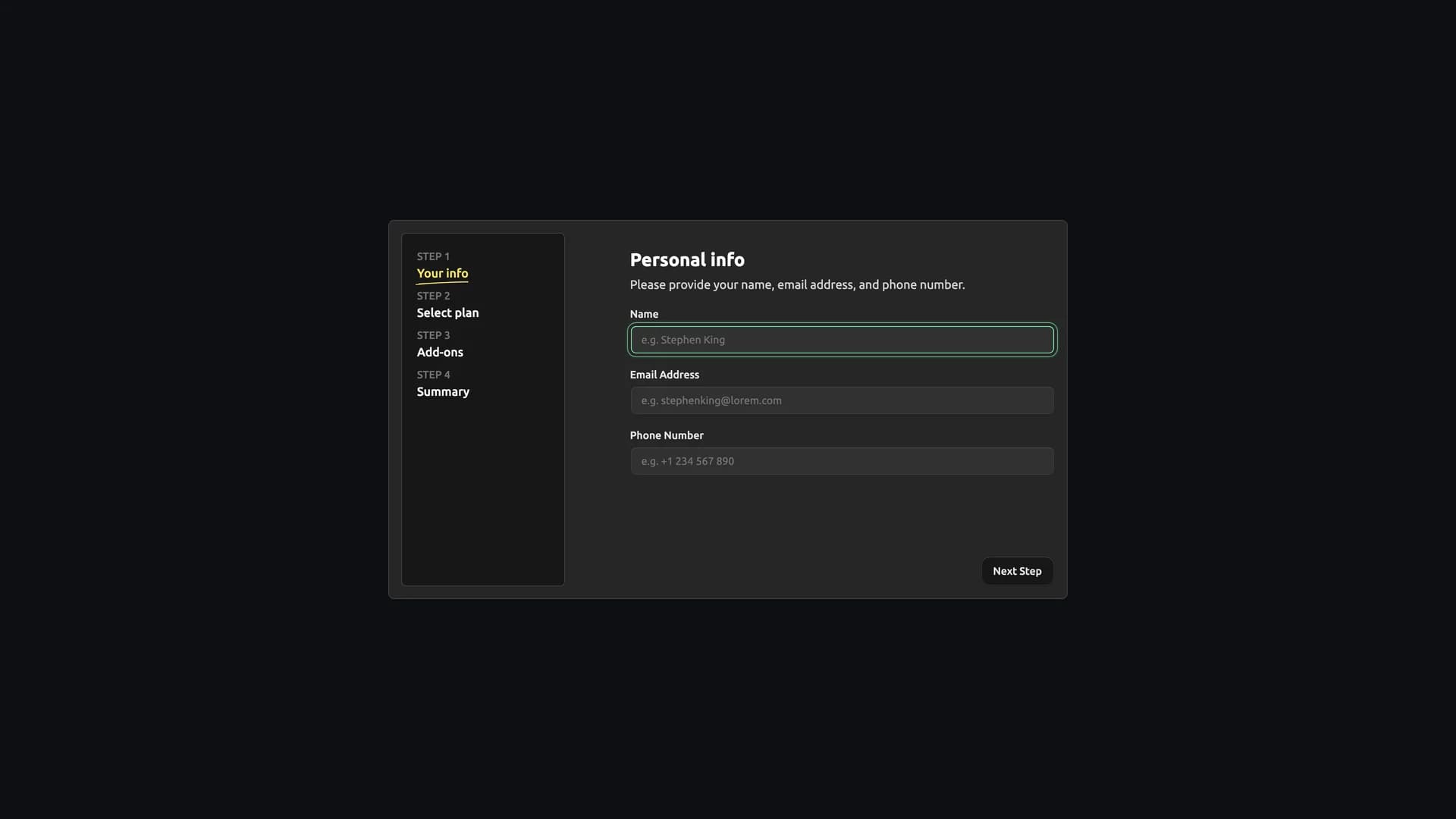 Multi Step Form template preview