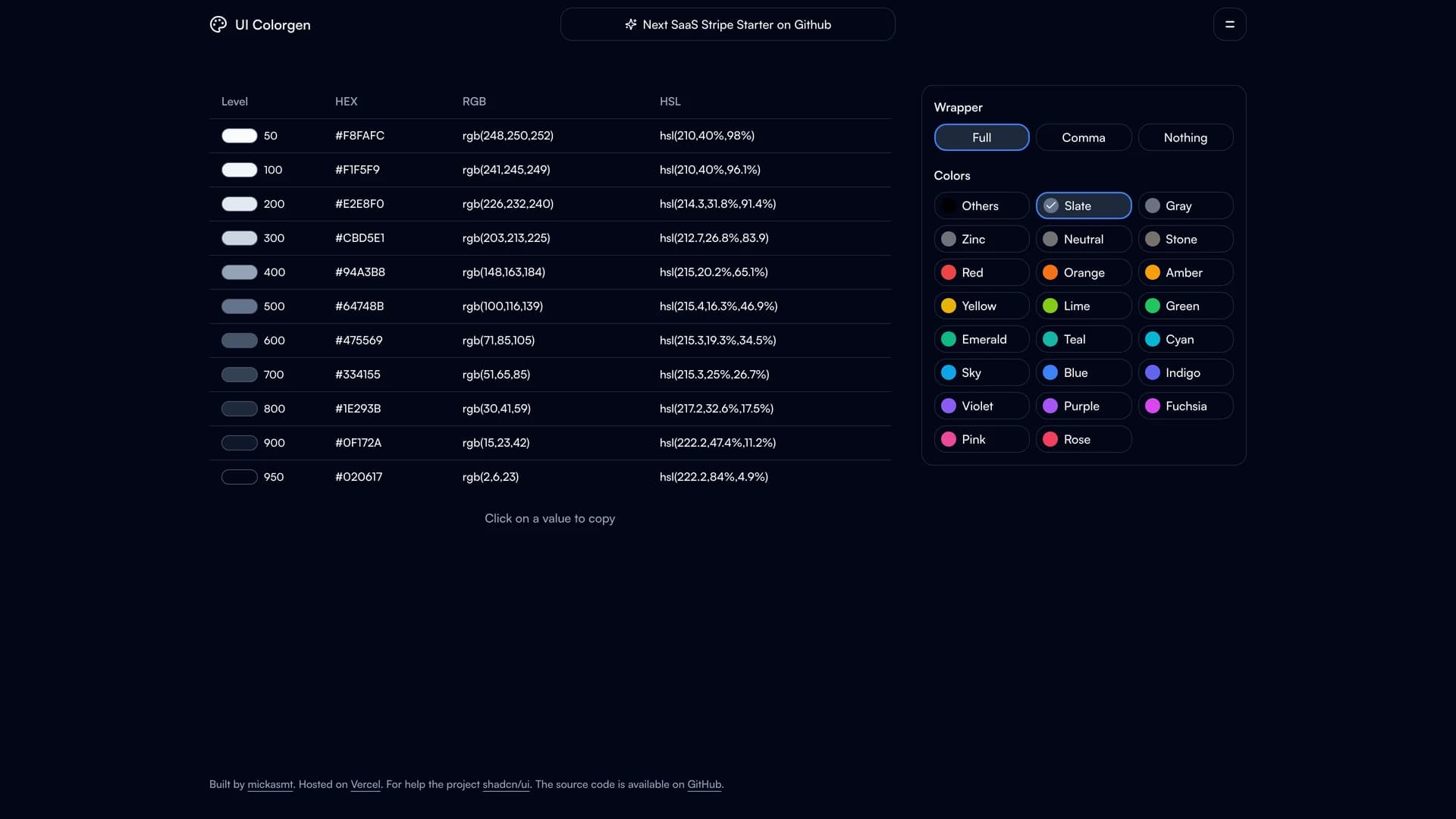 UI Colorgen template preview