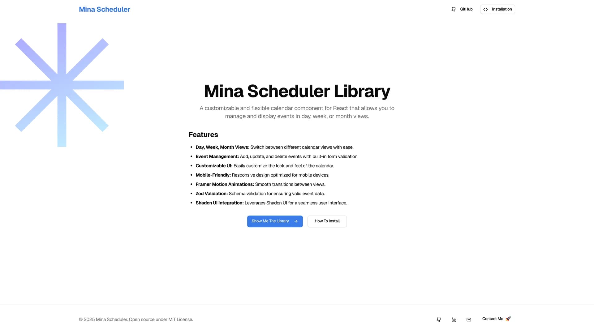Mina Scheduler template preview