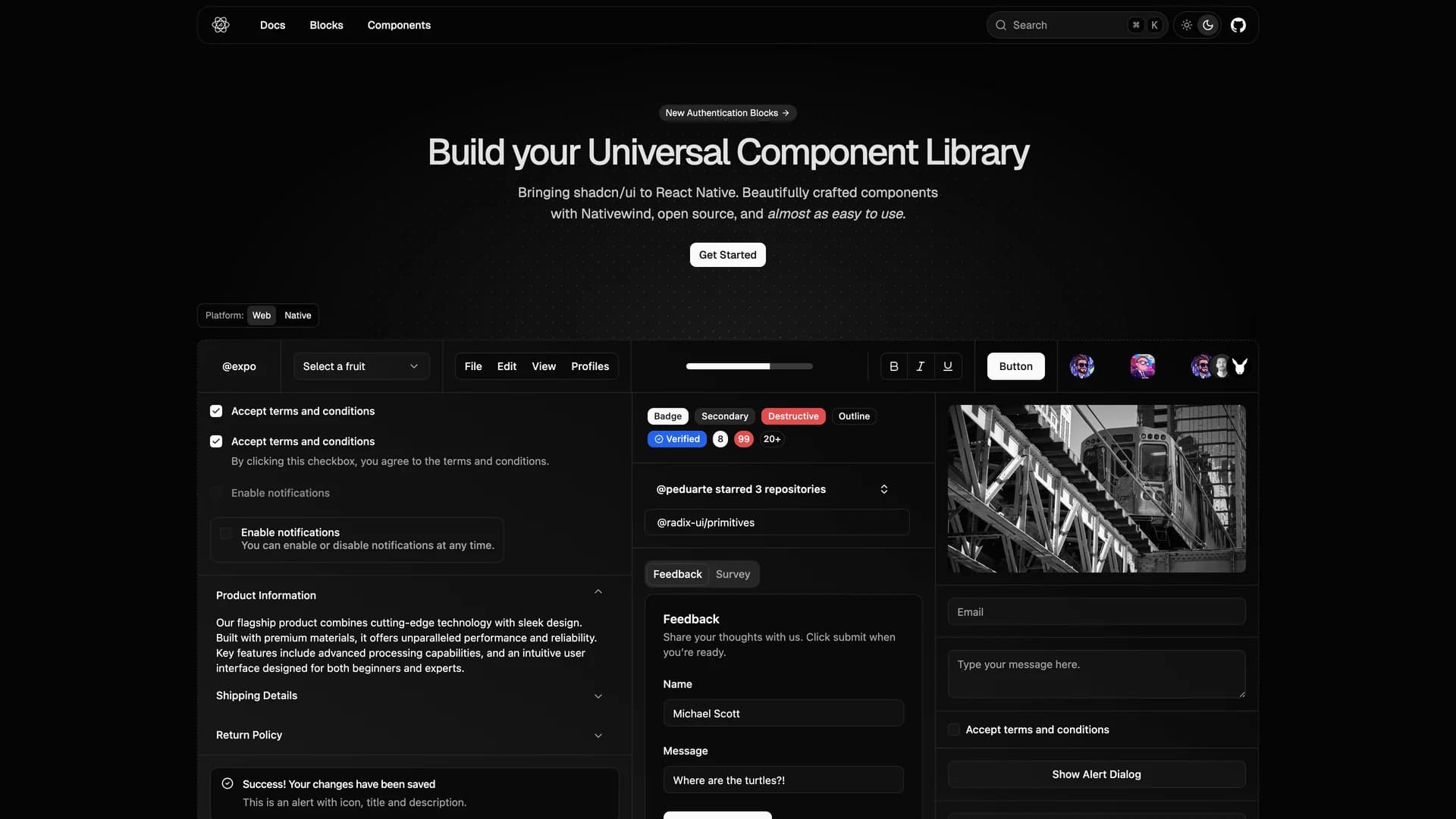 React Native Reusables template preview