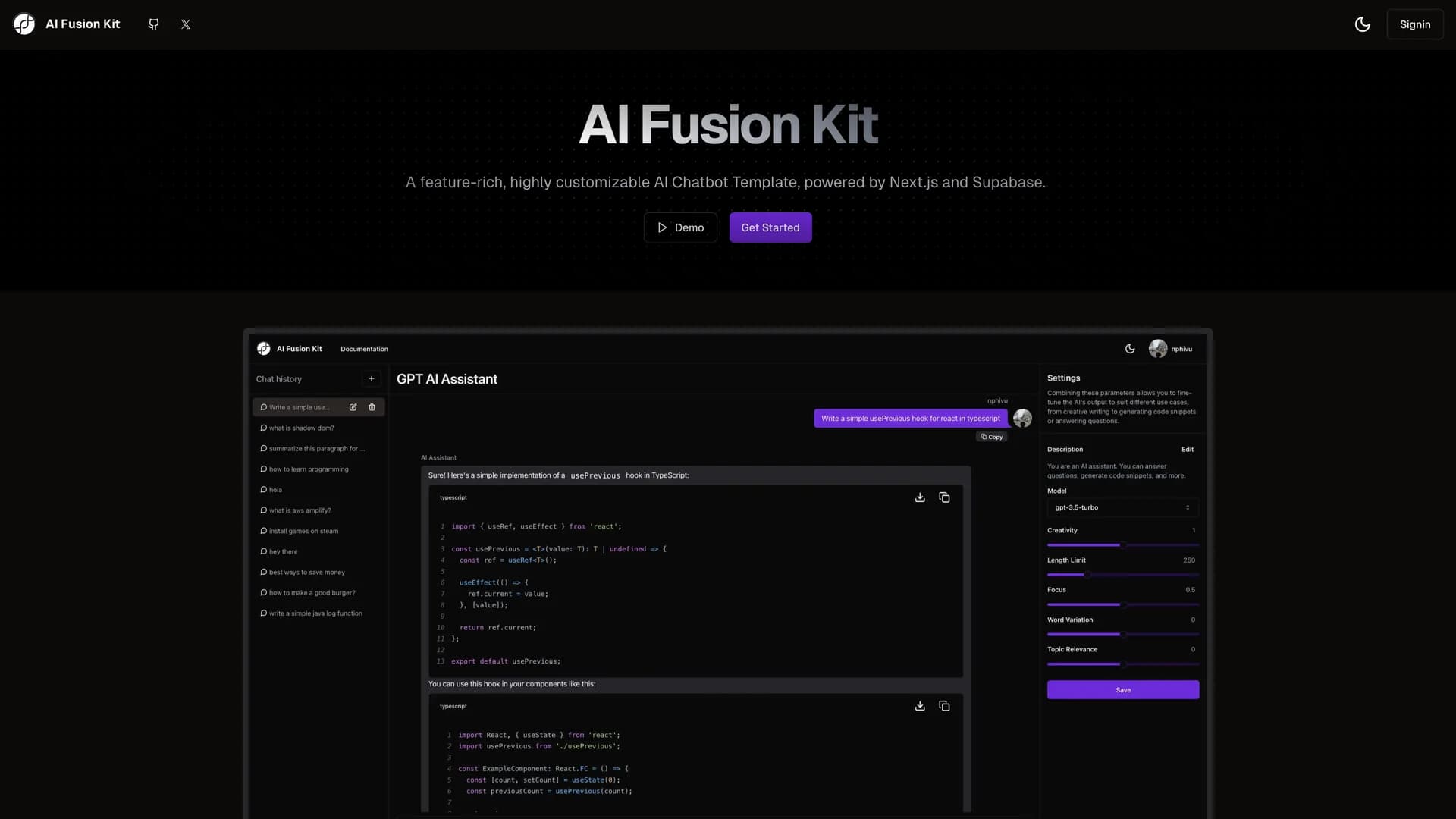 AI Fusion Kit template preview