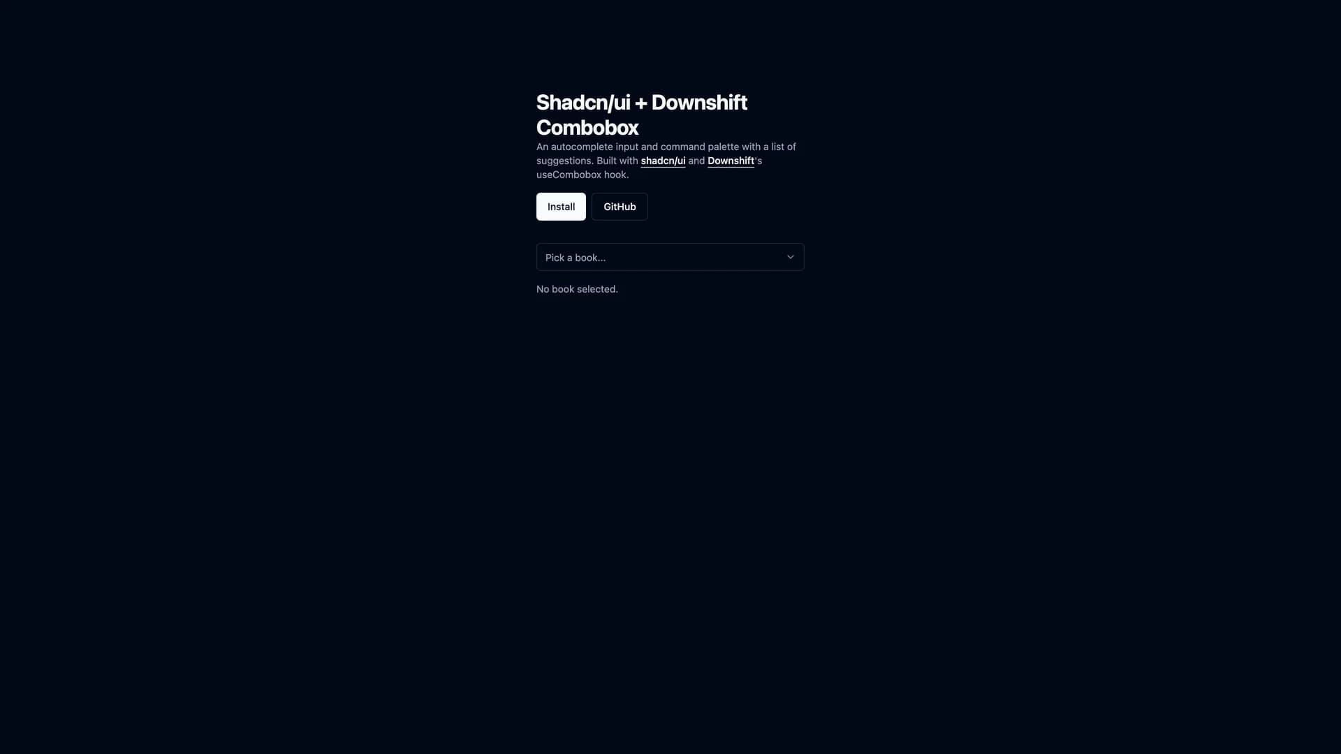 Downshift Shadcn Combobox template preview