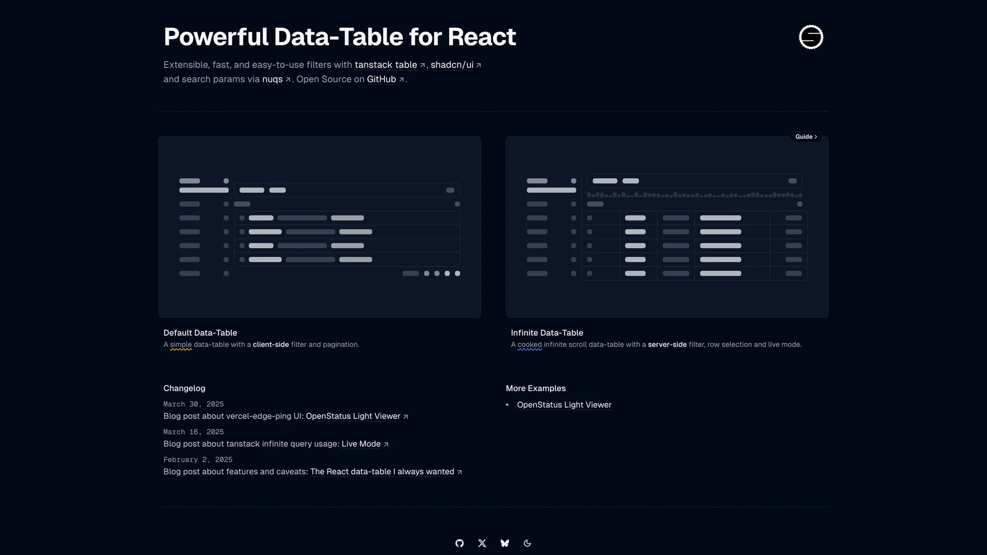 Data Table Filters template preview