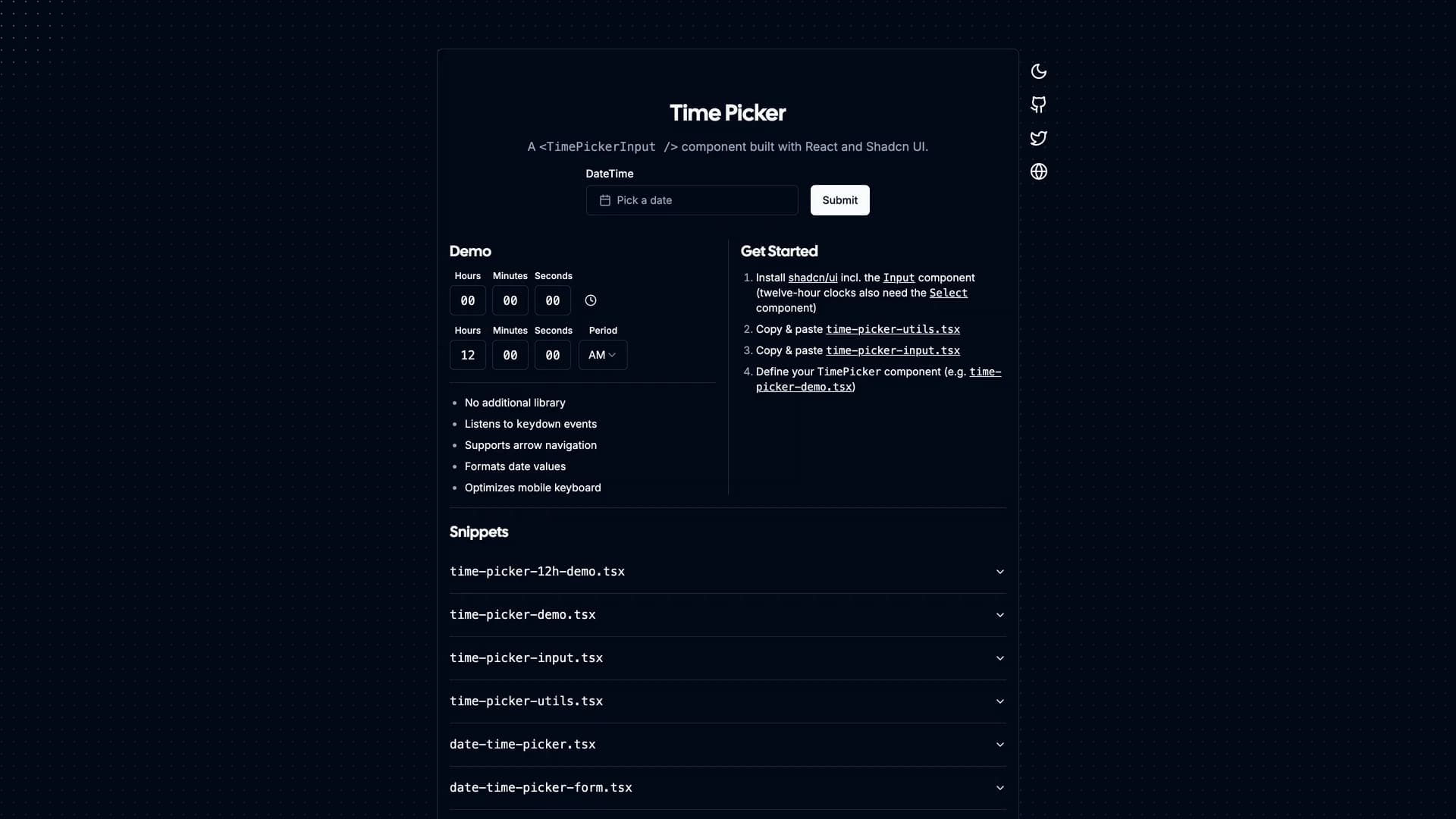 Time Picker template preview